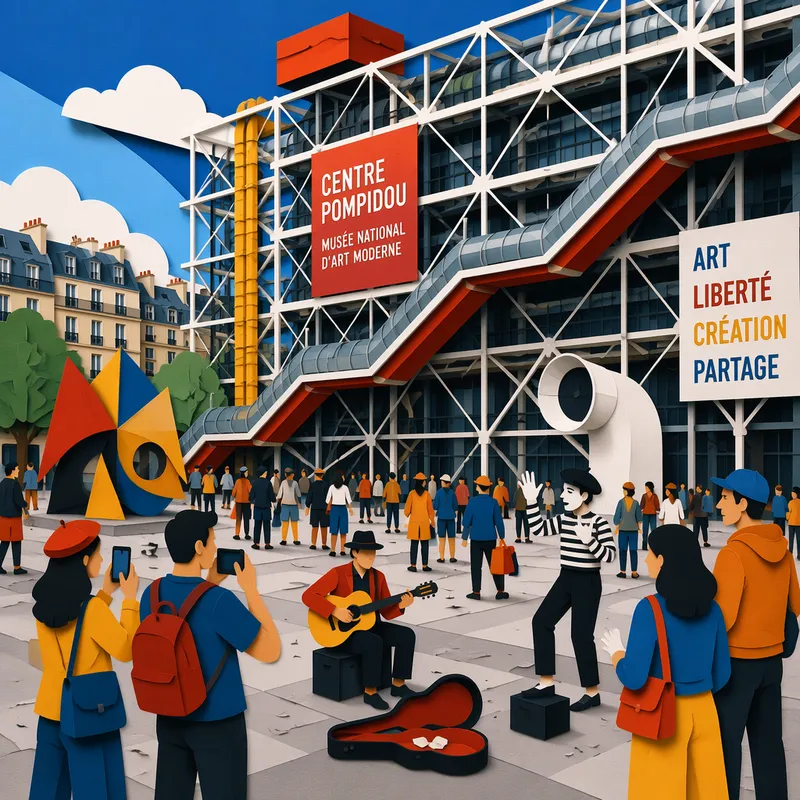 Vilkas Place Georges Pompidou -aukio museon edustalla Vilkas Place Georges Pompidou -aukio museon edustalla