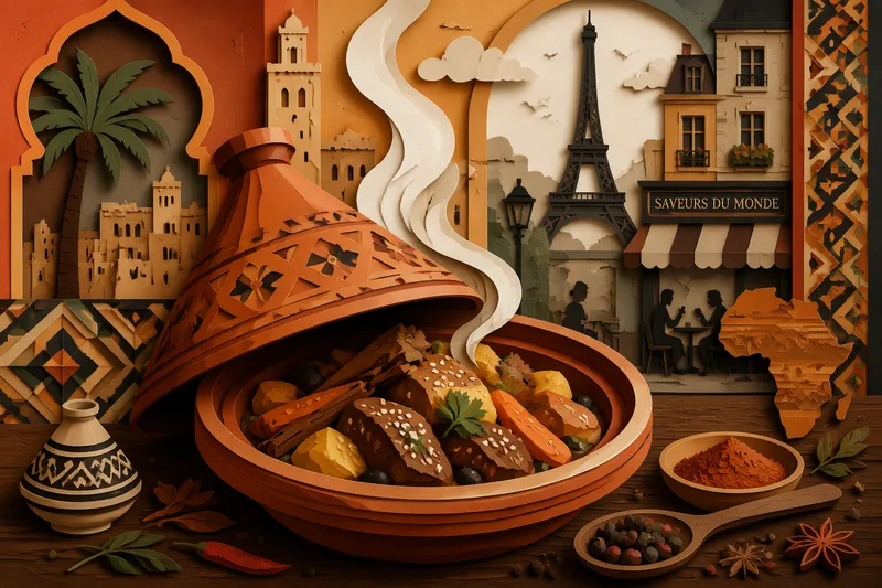 Höyryävä marokkolainen tagine-pata pöydällä
