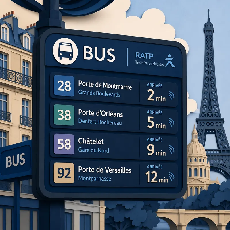 Digitaalinen näyttö bussipysäkillä näyttämässä linjoja Digitaalinen näyttö bussipysäkillä näyttämässä linjoja