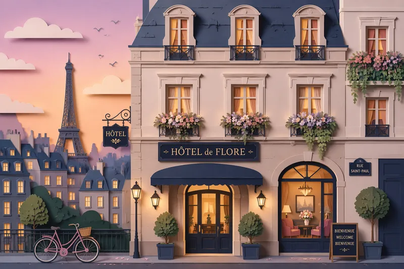 Hôtel France Arborin julkisivu illan hämärässä