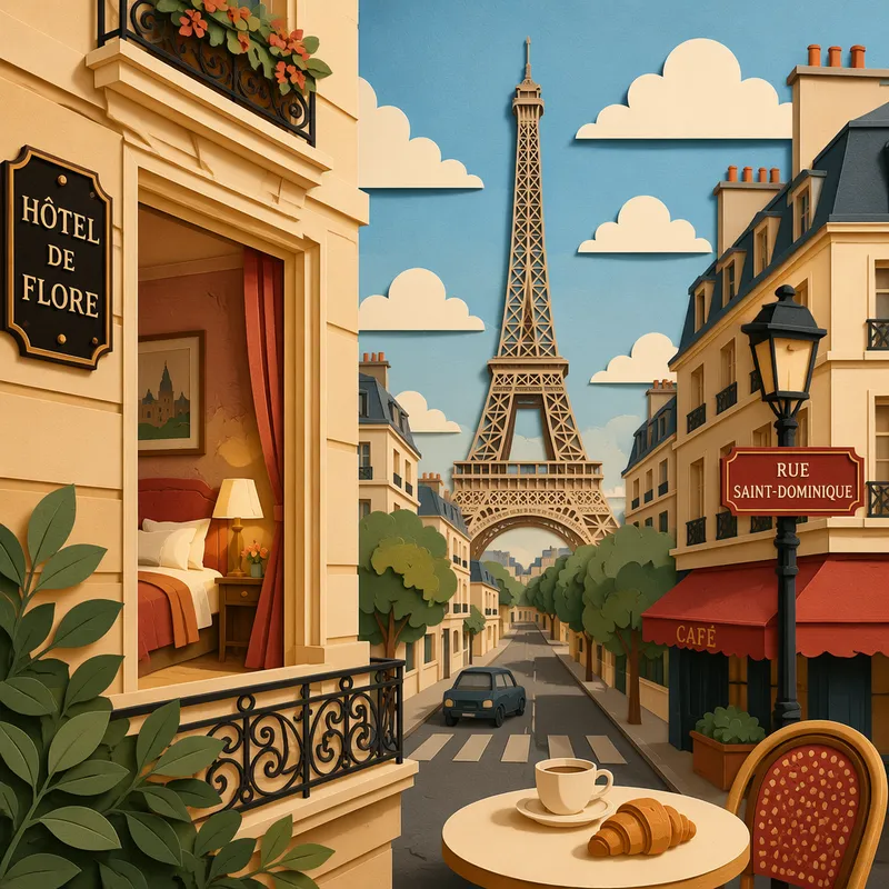 Eiffel-torni nähtynä läheiseltä Pariisin kadulta Eiffel-torni nähtynä läheiseltä Pariisin kadulta