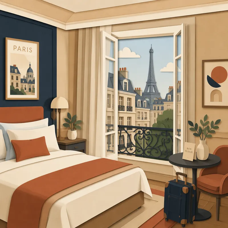 Moderni ja valoisa hotellihuone Pariisissa Moderni ja valoisa hotellihuone Pariisissa