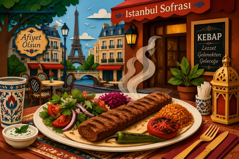 Turkkilainen kebab-annos tuoreilla vihanneksilla Turkkilainen kebab-annos tuoreilla vihanneksilla