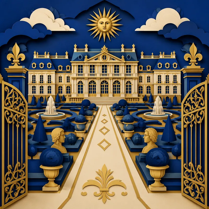 Versailles’n palatsin puutarha ja symmetriset käytävät