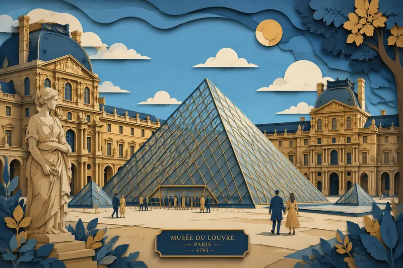 Louvren taidemuseon lasipyramidi Pariisissa Louvren taidemuseon lasipyramidi Pariisissa