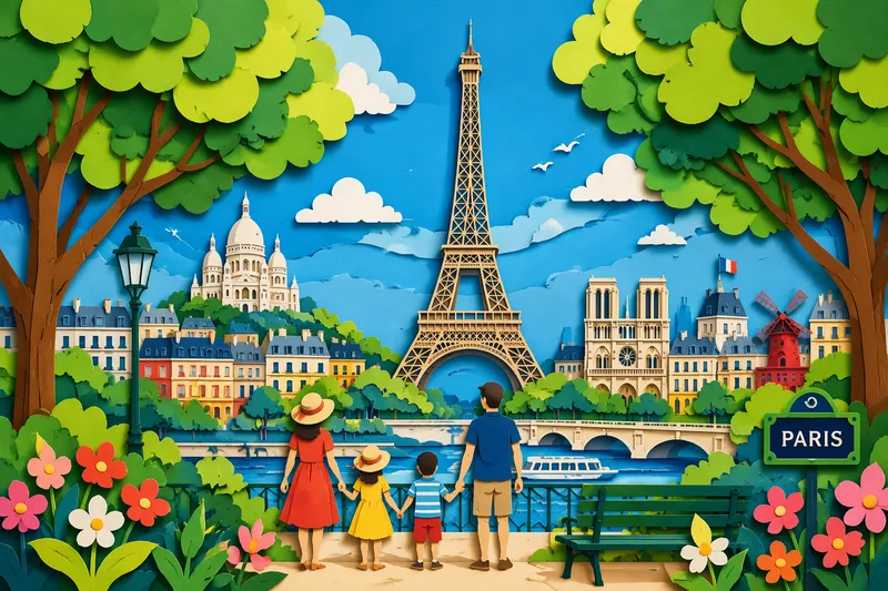 Eiffel-torni puiston puiden siimeksestä katsottuna