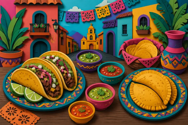 Latinalaisamerikkalaisia ruokia puupöydällä