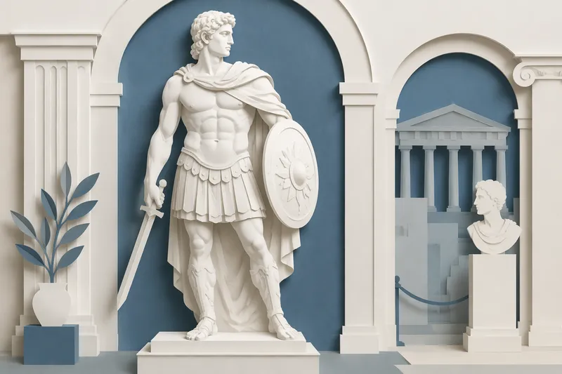 Antiikkinen marmoriveistos Louvren museon galleriassa Antiikkinen marmoriveistos Louvren museon galleriassa