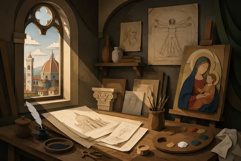 Leonardo da Vincin aikainen taiteilijan studio