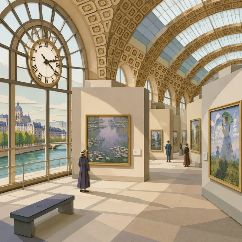 Impressionistisia maalauksia esillä museon valoisissa näyttelytiloissa