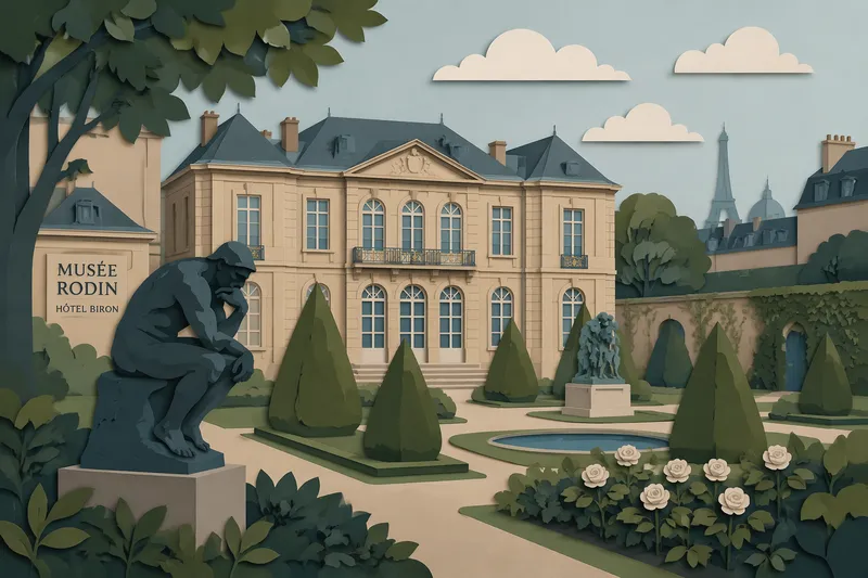 Musée Rodinin päärakennus Hôtel Biron ja puutarha