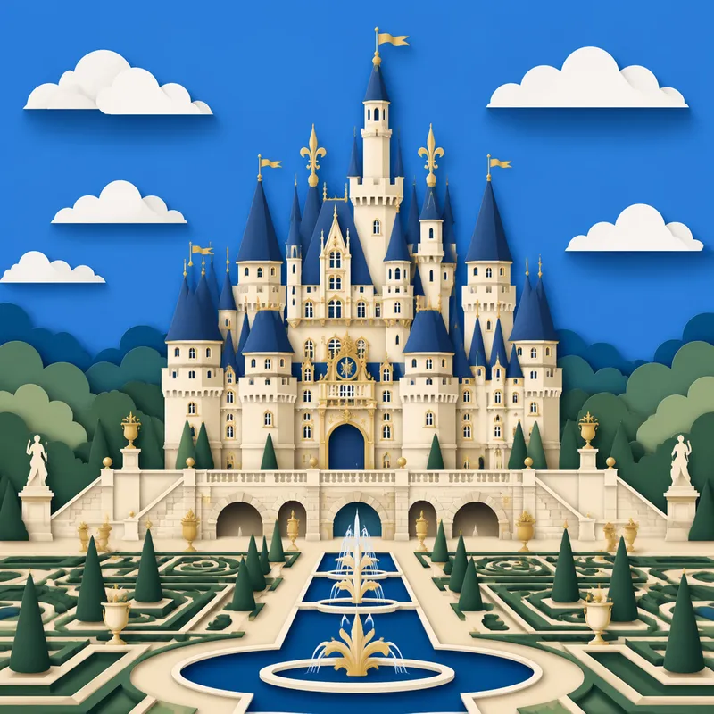 Satulinna ja Disneylandin maamerkki sinistä taivasta vasten Satulinna ja Disneylandin maamerkki sinistä taivasta vasten