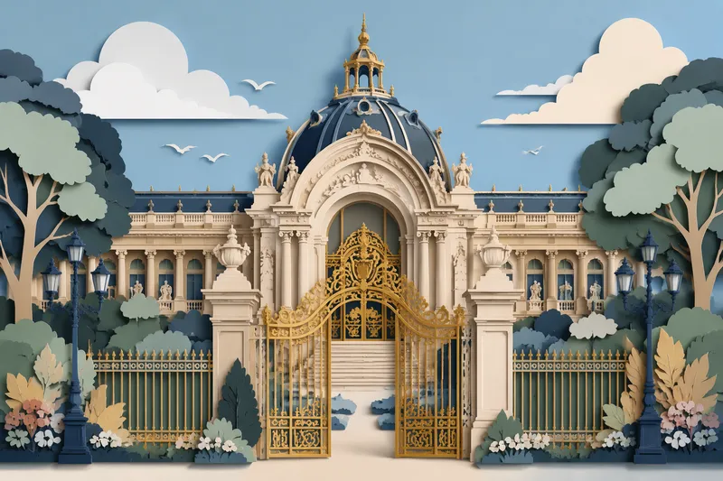 Petit Palaisin julkisivu ja upea kultainen portti Petit Palaisin julkisivu ja upea kultainen portti