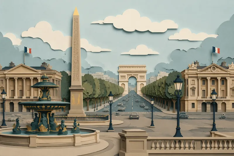 Näkymä Champs-Élysées-kadulle Place de la Concordelta Näkymä Champs-Élysées-kadulle Place de la Concordelta