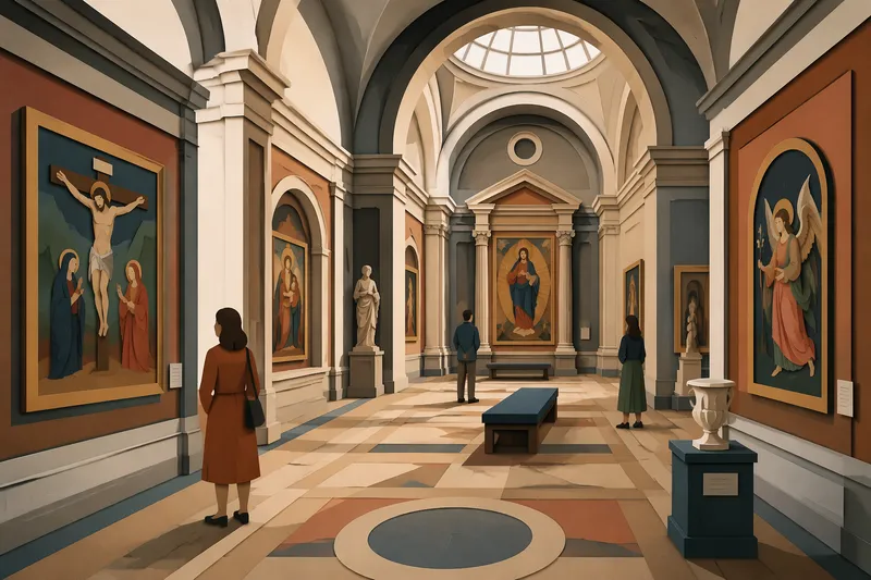 Louvren taidemuseon sisätilat ja klassinen taidegalleria