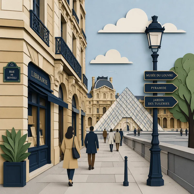 Pariisin historiallisia rakennuksia ja kävelykatu museon lähellä Pariisin historiallisia rakennuksia ja kävelykatu museon lähellä