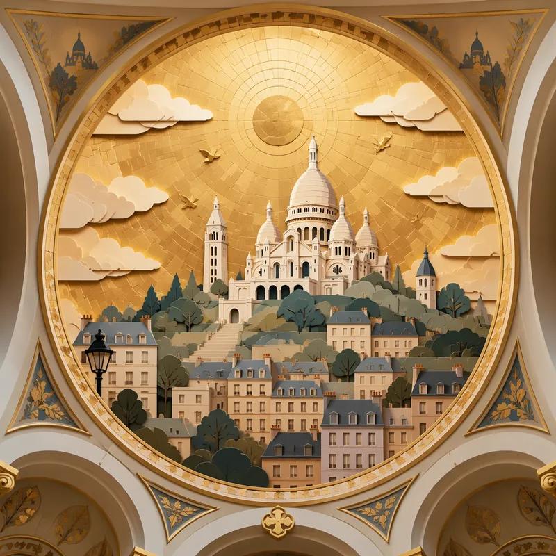Basilikan sisätilojen kultainen mosaiikkikupoli Basilikan sisätilojen kultainen mosaiikkikupoli