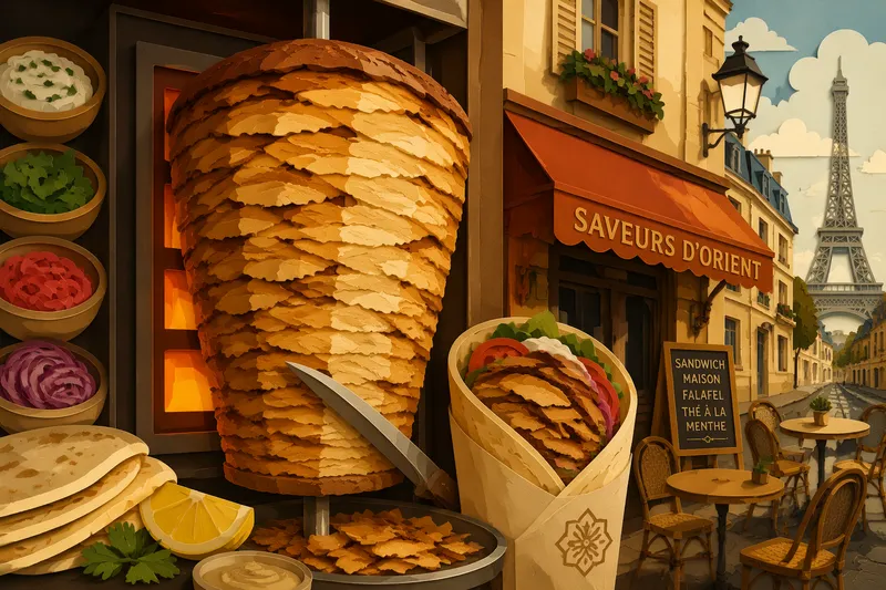 Pyörivä shawarma-lihavarras ravintolassa