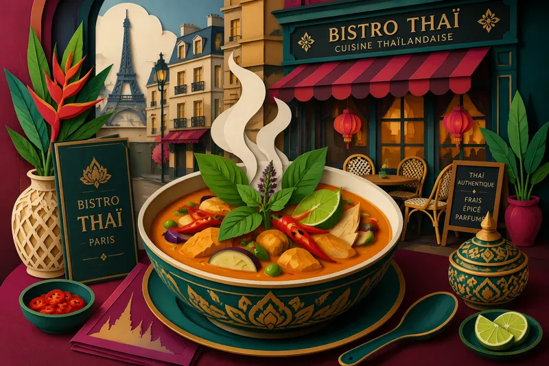 Höyryävä thaimaalainen curry ravintolassa