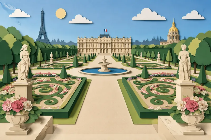 Tuileries-puutarhan symmetriset käytävät ja kukkaistutukset Tuileries-puutarhan symmetriset käytävät ja kukkaistutukset