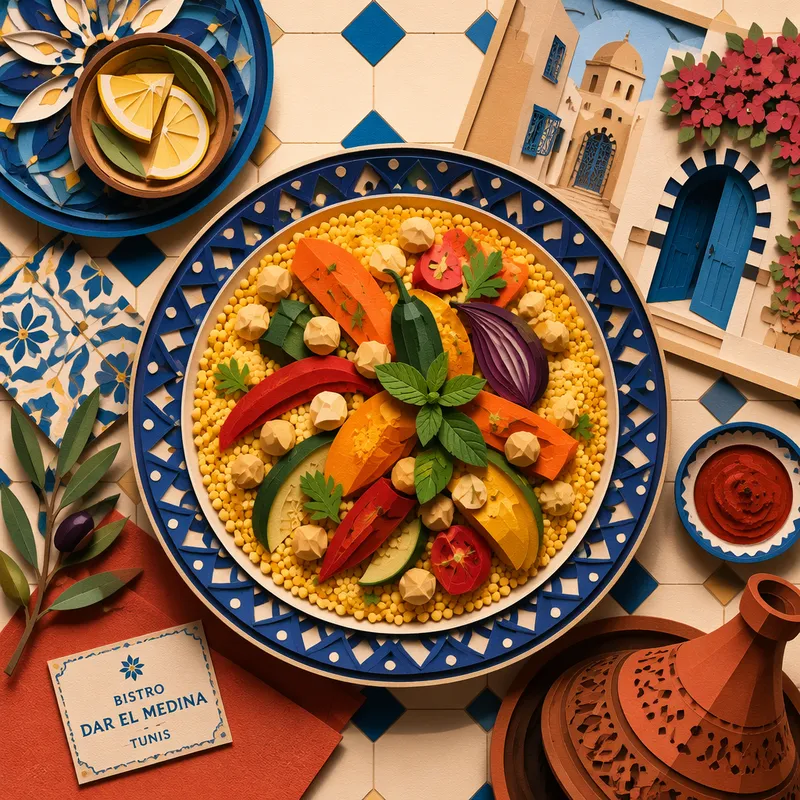 Värikäs couscous-annos tuoreilla vihanneksilla Värikäs couscous-annos tuoreilla vihanneksilla