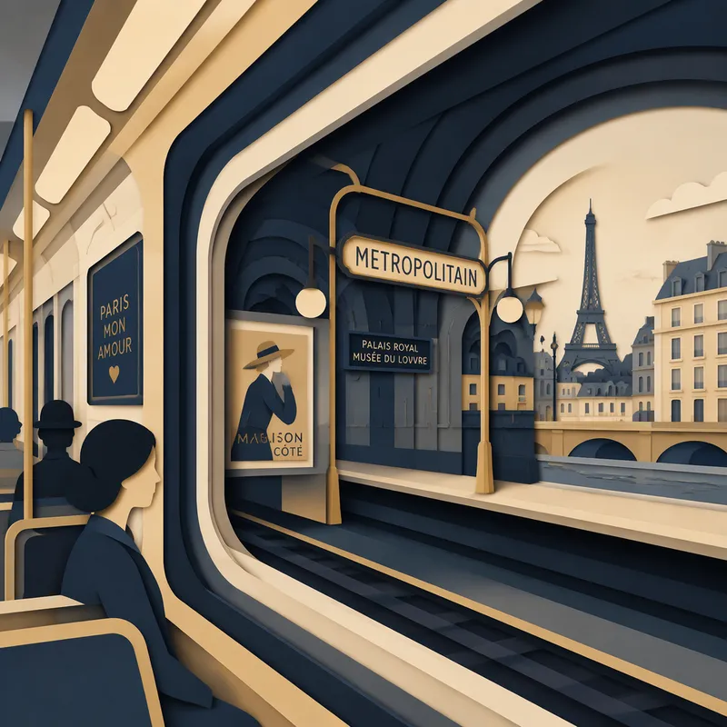 Liikkuva metrovaunu ja sen graafiset linjat